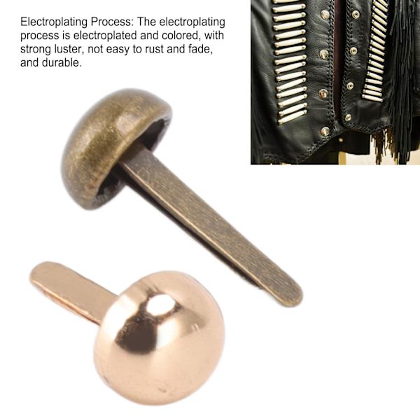 200 stk. Mini Brads 8mm Rundt Hoved DIY Håndværk Elektropletteringsproces Lys Guld Bronze Messing Fastgørelseselementer til Punk Box Pakke