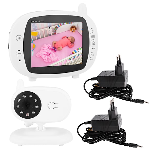 3,5\" LCD Digital To-Vejs Talk Back Trådløs Video Babymonitor Kamera 100- 240V EU Stik