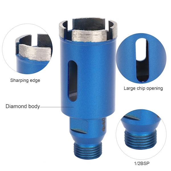 Diamantbor Hulsav Skærer 1/2BSP Keramik Fliser Marmor Granit Kvarts Sten Hardware 40mm