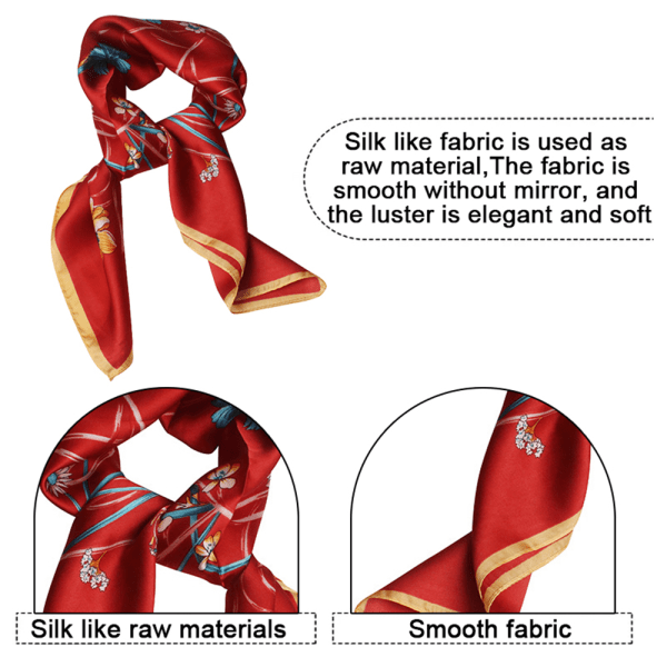 Halsduk Medium Square Satin Head Neck Scarf för kvinnor Hår Sleepin Red