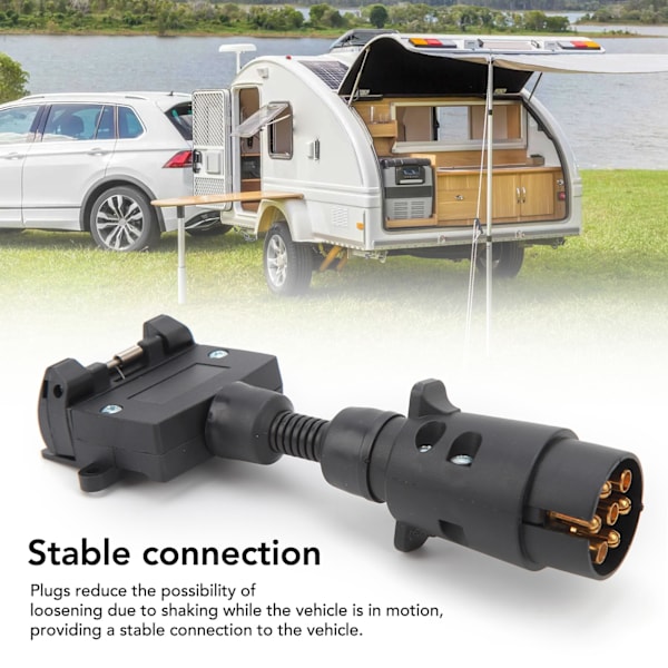 Tilhengeradapter 7-polet rund hannkontakt til 7-polet flat hunnkontakt for campingvogn og båt