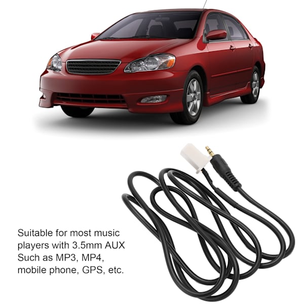 1m Pitkä AUX-Ääniliitäntäsovitin 3,5 mm Musta Vaihto Camry Corolla RAV4 Tacoma Musiikkisoittimelle