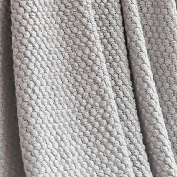 Strikkede Pledd for Sofa, Soverom og Kontor, Teksturert Fadebestandig Myk og Varm Dekorativt Strikkede Pledd med Kvast Light gray
