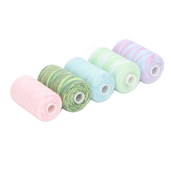 Sytrådsset 1000 Yards Färgglada Polyester Broderitrådsspolar för DIY Handmaskinsömnad 5 st