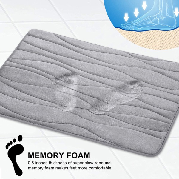 Bølgestripet gulvmatte med minneskum absorberende gulvmatte på badet