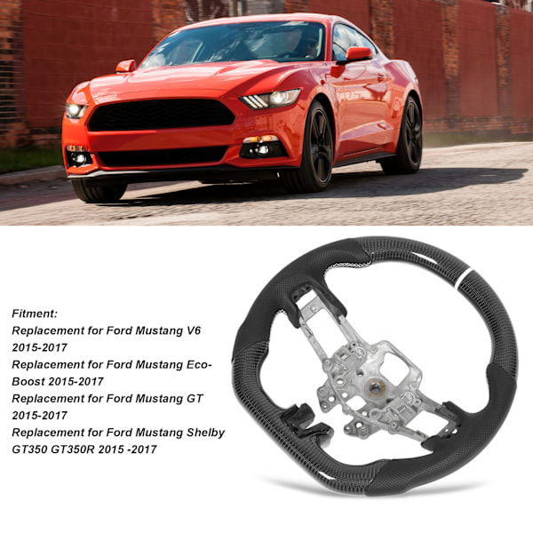 Tilpasset Kulfiber Rat Perforeret Læder Udskiftning til Ford Mustang V6 EcoBoost GT Shelby 2015‑2017