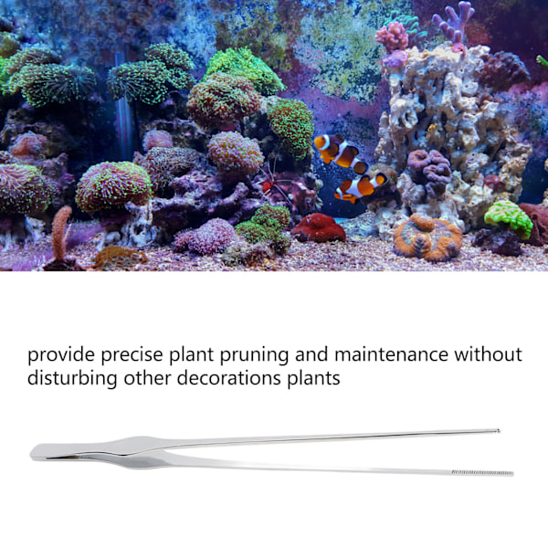 Akvarietang Akvariepinsett Rustfritt Stål Langt Håndtak Fisketank Akvatiske Tang for Akvarieplanter Underlag Gråstein Koraller Rett Tang