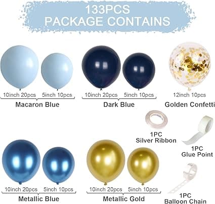 Kit Blå Ballongbåge Marinblå - 133 Blå Födelsedagsballongbåge
