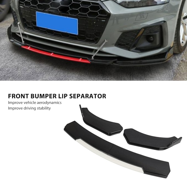 Front Bumper Splitter Kolfiberstil Bumper Spoiler Diffuser 170cm Längd Ersättning för Toyota Corolla Vit Läpp