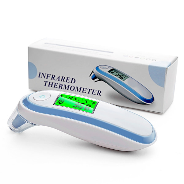 Infraröd Termometersensor, Digital Termometer för Vuxna, Barn och Spädbarn, Lättläst LCD-bakgrundsbelysning, Rumstemperaturmätning med Feberlarm och