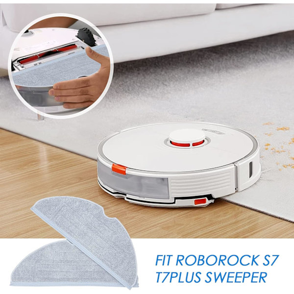 Högkvalitativ moppduk i mikrofiber, tvättbar och återanvändbar för Roborock S7-seriens robotdammsugartillbehör, 5 st Enkel installation Stark