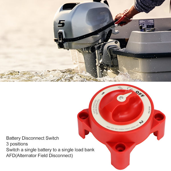 Batteri Afbryderkontakt Strømafbryder Isolator 3 Niveauer 350A 32V DC til RV Marine Båd