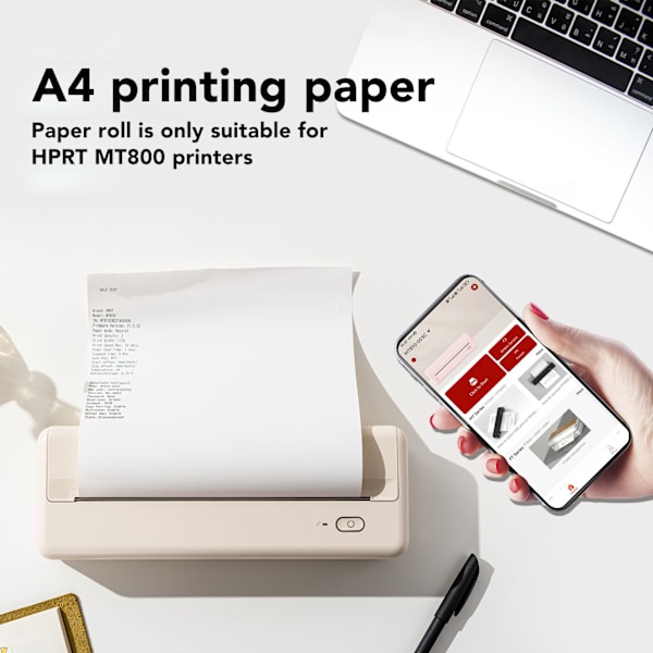 2 Rullar Termiskt Papper Klar Utskrift Termiskt Skrivarpapper för HPRT MT800 21 X 3cm