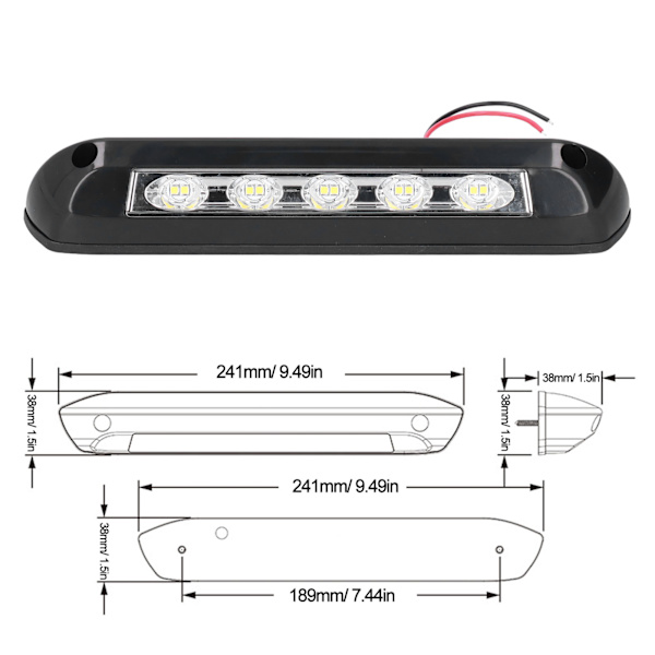 RV LED Markiselysstang Vandtæt 10 Lampeperler Universal Udendørsbelysning til Autocamper 12V/24V
