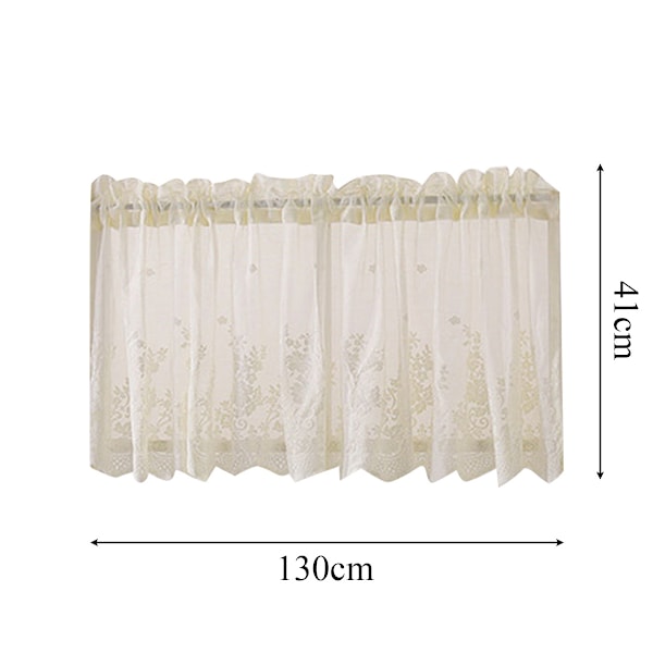 Broderad Voile Café Gardin, Spets Kort Gardin för Köksfönster Halvskir Tyg, Moderiktig och Enkel Design för Enkel Skötsel