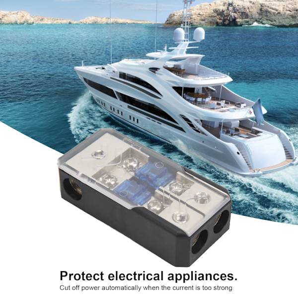 2-vejs Sikringsholderboks 1 ind 2 ud 60A Strømfordelingsblok Universal til Bil Yacht Stereo Audio Forstærker