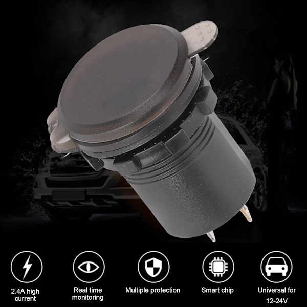 DC12-24V 2.1A 3-i-1 Multifunksjons Digital LED Vanntett Termometer Voltmeter Bil USB Hurtiglader Grønt Lys