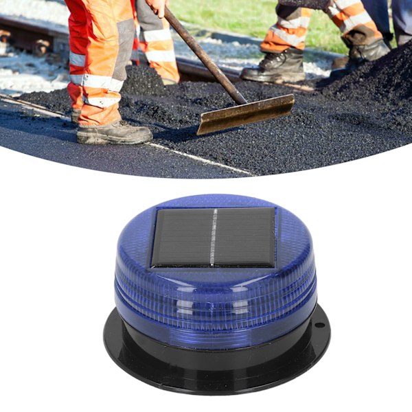 Solvarselstrobelys med 6 høye lysdioder, vanntett konstruksjon, veiadvarselsblitslampe, blått lys