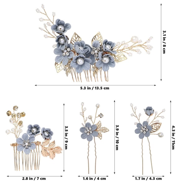 4 stk bryllup mode hår kam sæt blomster brude hovedbeklædning hår