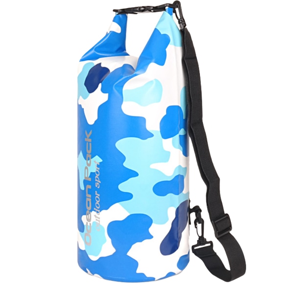 Kamouflageväska PVC vattentät hinkväska Vattentät väska Beach Blue 15L