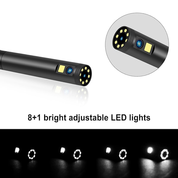 8mm Dubbel Lins Industriell Endoskop med 4.3 tum 1080P LCD-Skärm 9 Ljus för Rörinspektion 2 m / 6.6ft