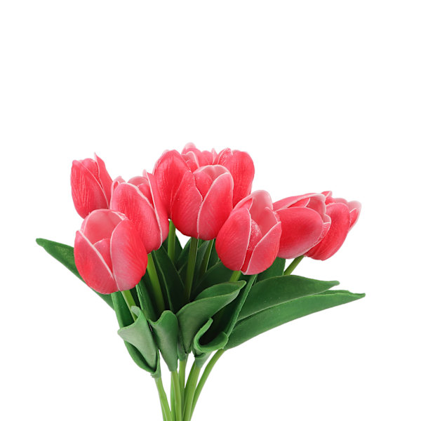 10 st Konstgjorda Tulpanblommor Hög Simulering Blomdekor för Vardagsrum Matbord Röd