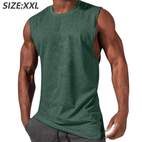 Men's Sleeveless Tank Tops Crewneck Solid Loose Fit Shirt