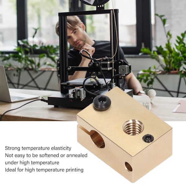 3D-skrivarvärmeblock i mässing, hög hårdhet, hög temperaturbeständighet, exakt ersättningsvärmeblock för V6 mässing
