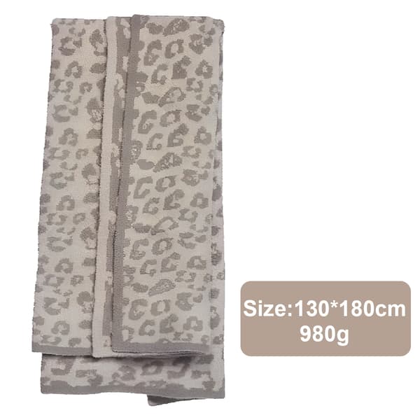 Halv fløyelsullteppe strikket leopardmønstret teppe for barn fleecefôret strikket teppe barfot leopardmønstret teppe drømmeteppe