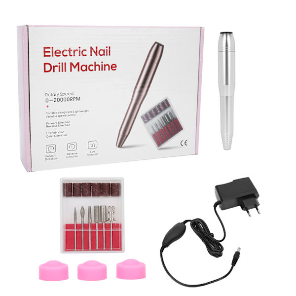 Elektrisk Nagelfil - Bärbar Professionell Nagelfräsmaskin för Manikyr och Pedikyr - EU-kontakt - Silver