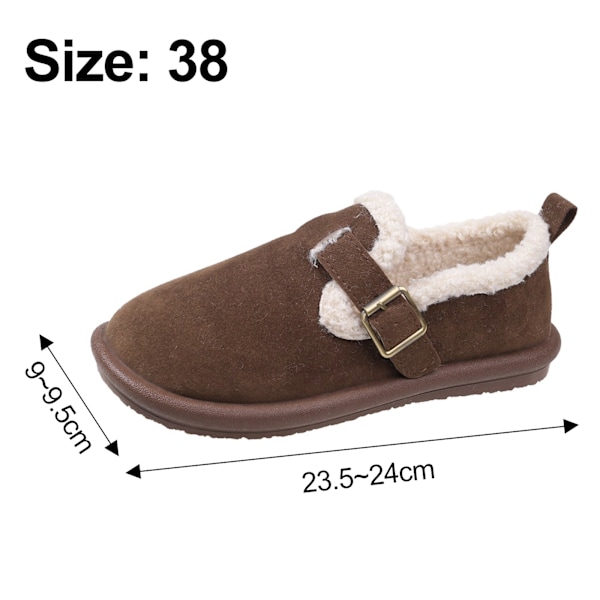 Plysj sko for kvinner høst og vinter Mote myk såle slip-on fleecefôret varme bomulls-polstrede sko pluss størrelse Boken sko coffee 38