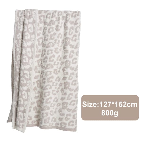 Halv fløyelsullteppe strikket leopardmønstret teppe for barn fleecefôret strikket teppe barfot leopardmønstret teppe drømmeteppe