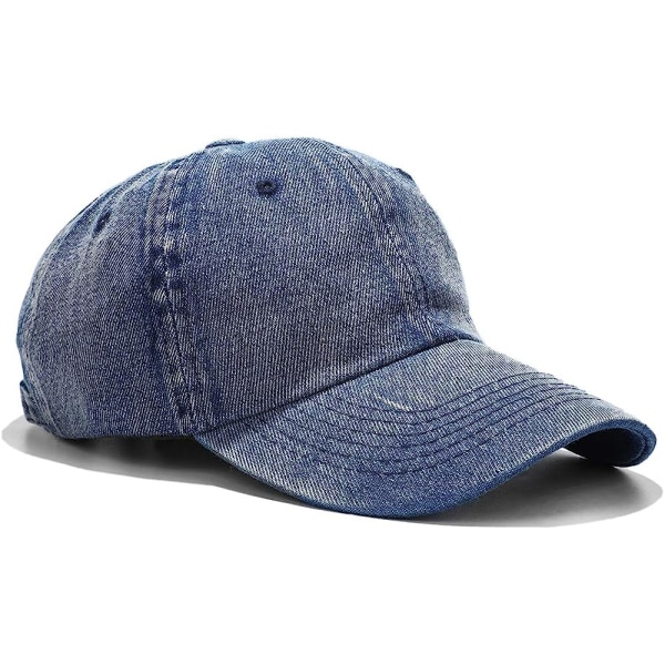 Vasket Baseball Cap Distressed Denim Bomull Dad Hat Justerbar P