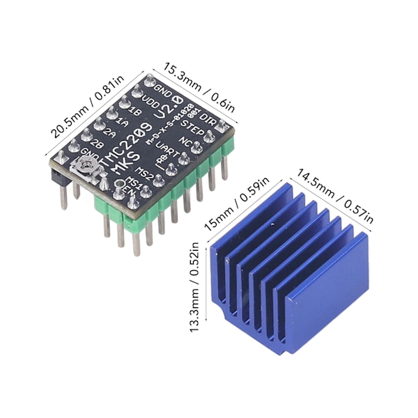 5 Sett Stepper Motor Driver Kit Ultra Silent Motor Drive Modul med Varmespreder 5.5‑28V MKS TMC2209