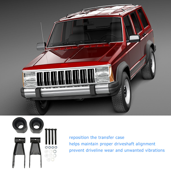Hisslyftningssats 3 tum Framfjäderspacer 2 tum Bakre Shackles Nivellering Sänkning Drop Set Ersättning för Jeep Cherokee XJ 1984‑2001