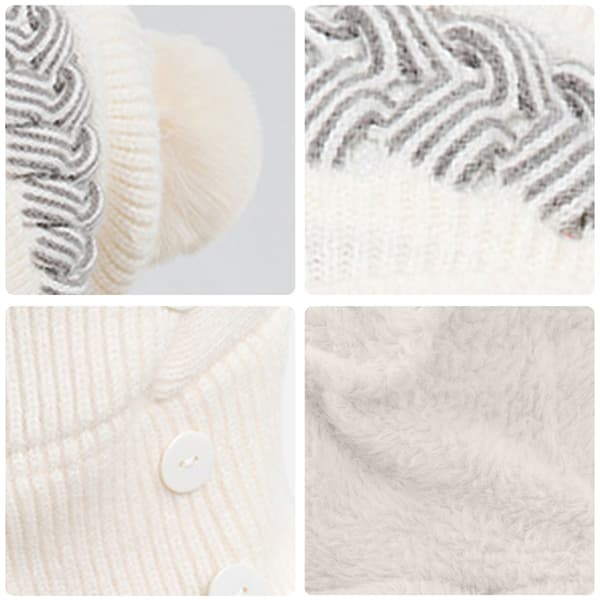 Vinter Damtröja Mössa Dam One-Piece Beanie Mössa Halsduk Mask Varm Vinter Stickad Mössa Tjock Skidmössa white