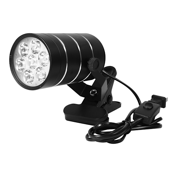 220V Sort 7 stk LED Plant Grow Indendørs Justerbar Vækstlampe med Klemme (Sort 7LED)