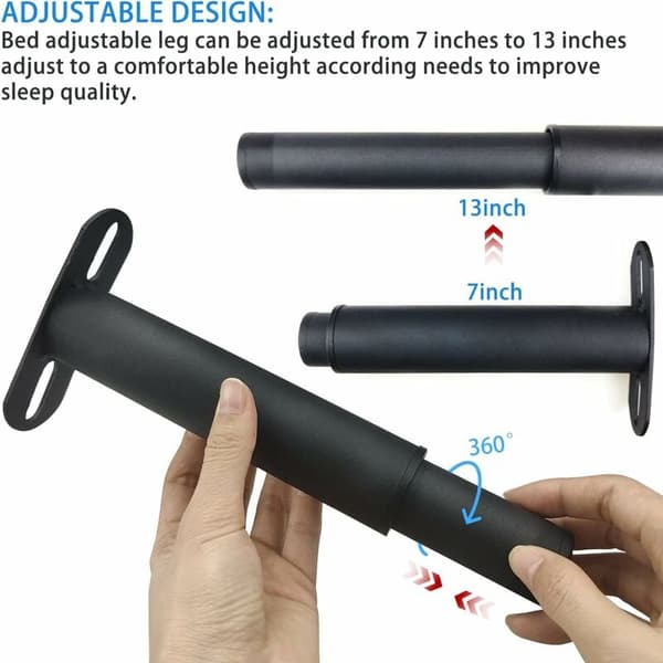 Holdbare stålben til møbelforstærkning, justerbart design med skridsikker base til senge sofaer skriveborde (17,8 - 33 cm)