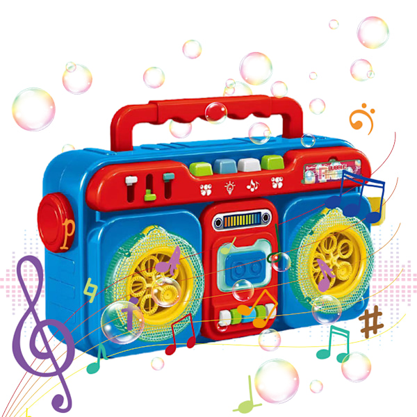 Radiobubbelmaskin Elektrisk Automatisk Bubbelblåsare Sommar Utomhus Bubbelblåsare med Ljus och Musik Present till Barn