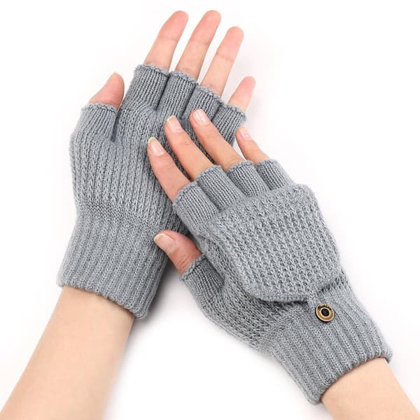 Ensfarvede handsker, varme handsker med dobbelt formål Light gray