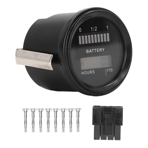 Digital Batteriindikator Timräknare Multifunktionell Mätare IP65 Vattentät för Elbilar Vagnar Gräsklippare
