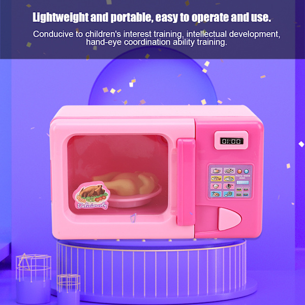 Kvalitetsleksak Mikrovågsugn för Barn, Liten Elektrisk Mikrovågsugn, Simuleringsleksak, 3521-8 Rosa