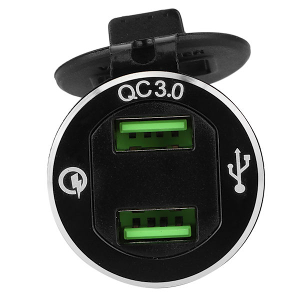 12V-24V Motorcykel USB Port Strømadapter Stik med LED Display EU Stik Sort