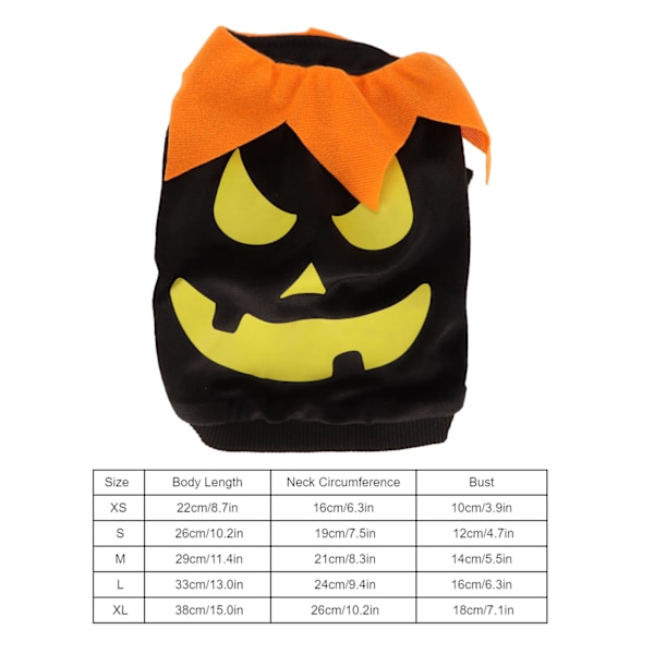 Halloween Hundetrøje Sød Græskar Spøgelser Blød Elastisk Kæledyr Cosplay Tøj til Små og Mellemstore Hunde Katte Sort M