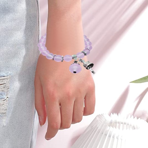 8 mm ursnyggt halvädelst läkande armband med pärlor i kristallstretch purple