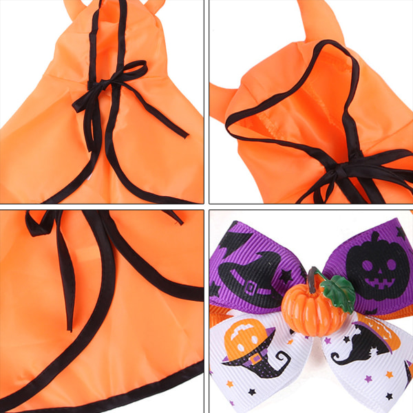 1 sett Pet Cape Halloween Halloween Cape Collar Set Bowknot