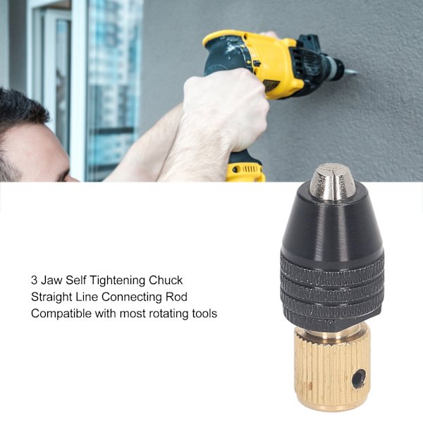 3-backs Drillchuck Rotationsverktyg Självspännande Kolv Raka Linjer Förlängningsstång Hex Nyckelset 2,0 mm Hål