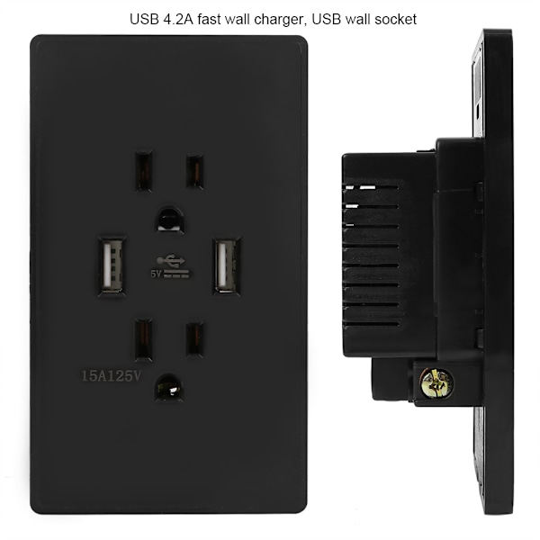 PC-peilipaneeli US-seinäpistorasia USB-seinäpistorasia 125V 15A (DC5V4200mA) (#1)