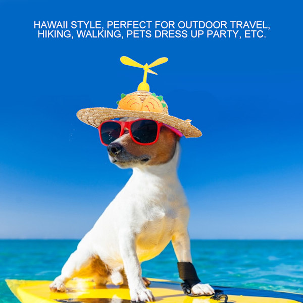 Katt Hund Halm Solhatt Hawaii Stil Sombrero Hattar med Bambu Sländor Husdjurstillbehör Morot L