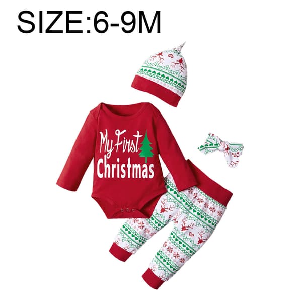 Jule Småbørn Spædbarn Baby Pige Pullover Langærmet Sæt Efterår Vinter Tøjsæt red 6-9M